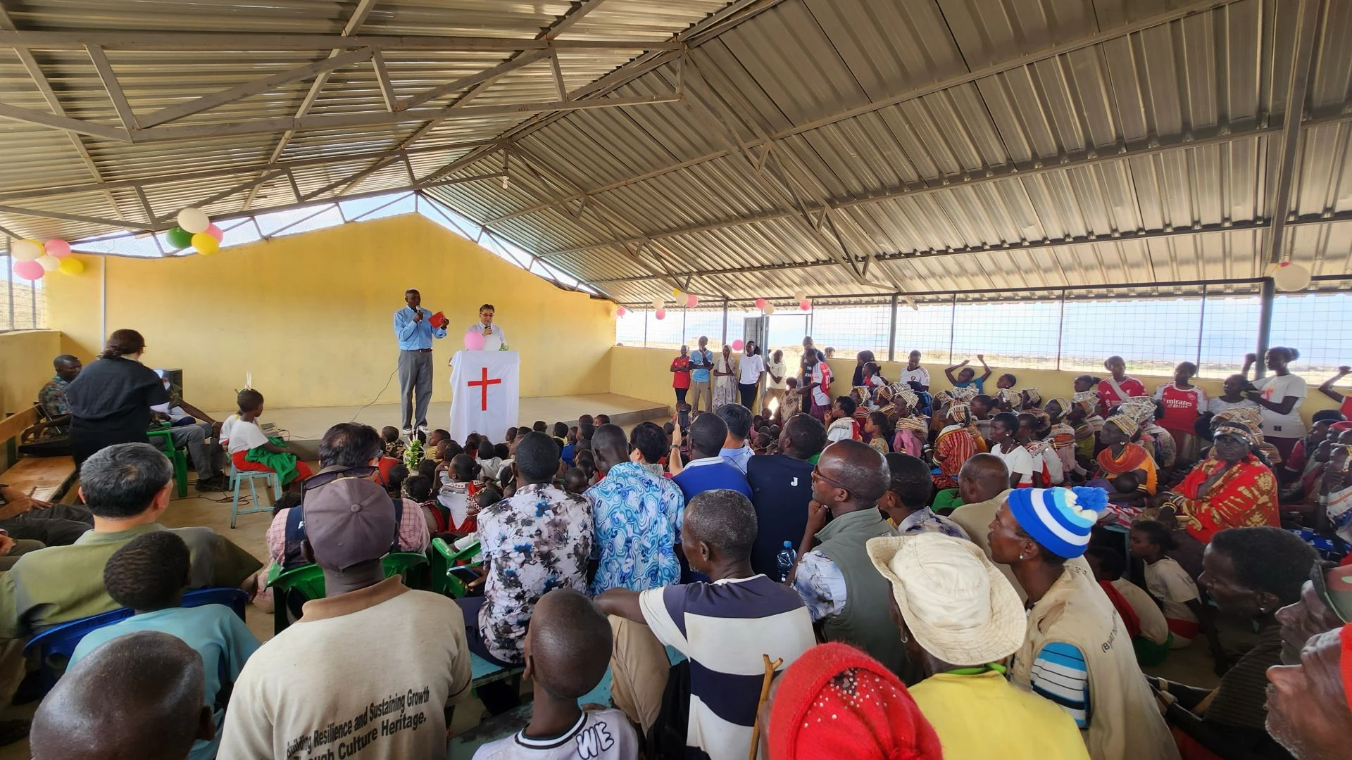 The congregation gathered together